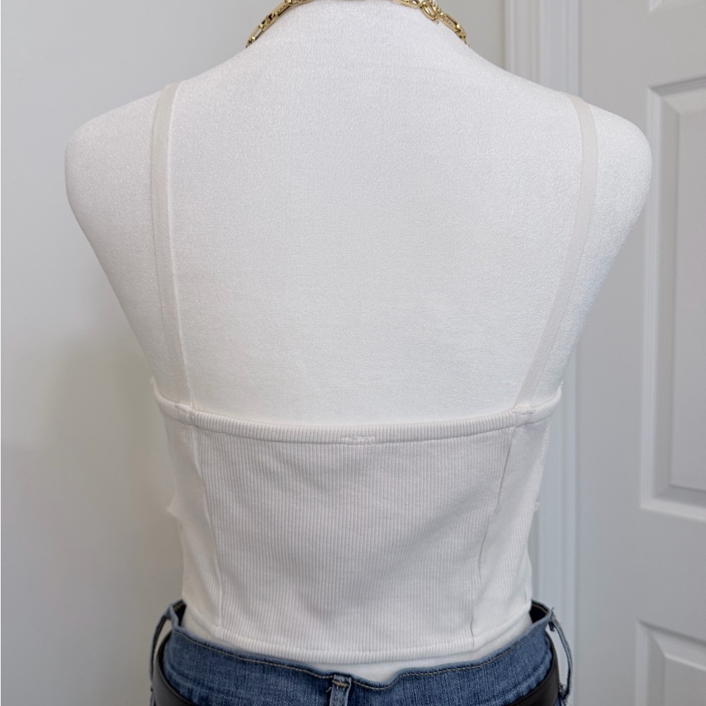 Free People Have My Heart Cropped Lace Tank Ivory Boho Crop Top XS/S - Picture 6 of 16